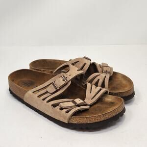 Birkenstock Granada Tan Brown Nubuck Sandals Size 37 US 6 Soft Footbed Narrow